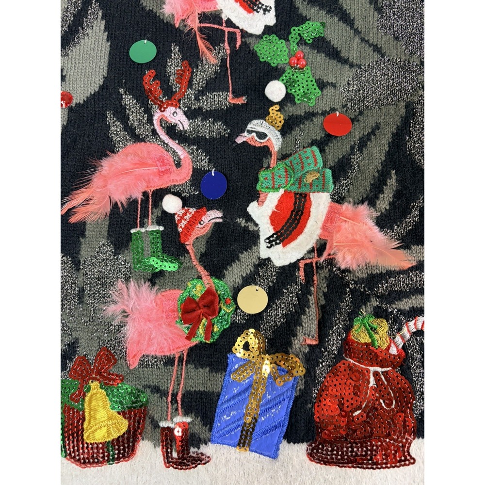 33 Degrees Flamingo Ugly Christmas Sweater Women's Size XL Festive Office - Picture 6 of 7